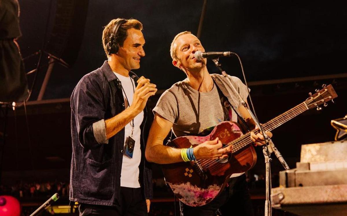 Federer es cola en un concert de Coldplay