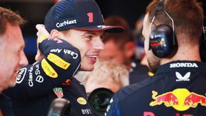 Max Verstappen, en el box de Red Bull