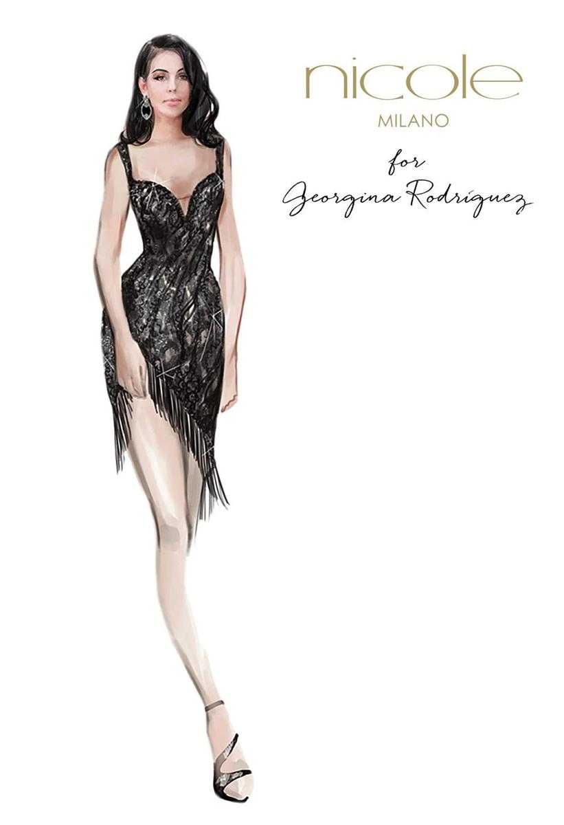 Boceto del vestido de Georgina Rodriguez en San Remo