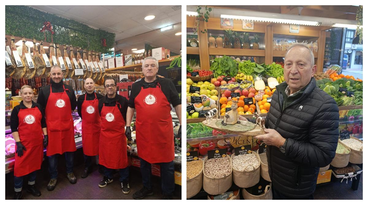 El equipo que atiende el negocio y, a la derecha, Vicente Luis Sánchez, en Pola de Siero.
