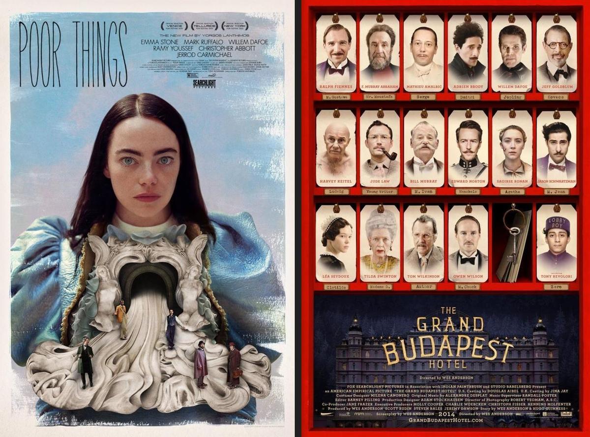 Carteles de "Pobers criaturas" y "Gran Hotel Budapest"
