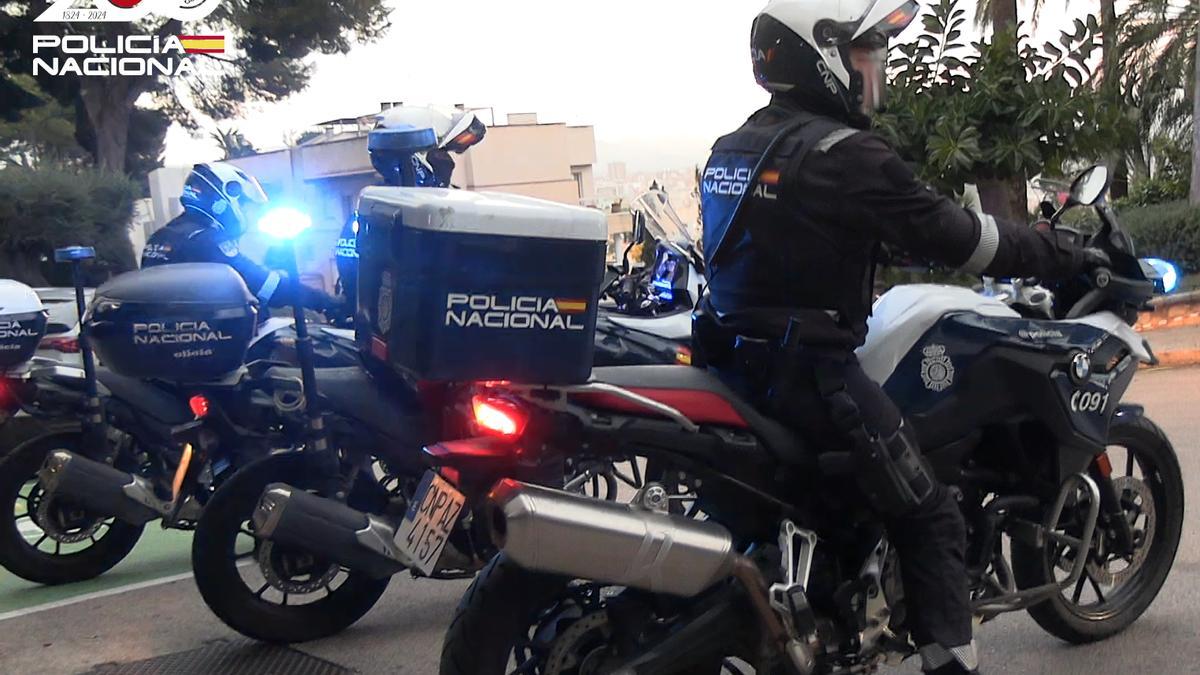 Motoristas del Grupo Operativo de Respuesta (GOR) de la Policía Nacional de Palma.