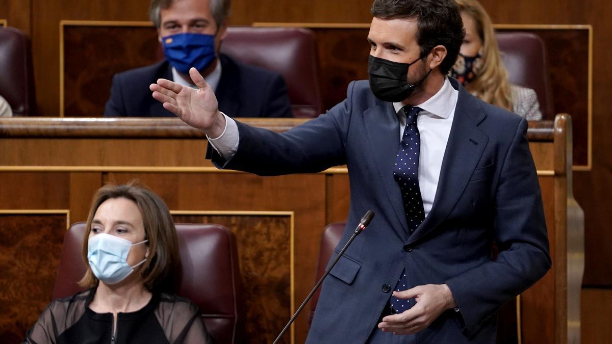 Pablo Casado durante la sesión de control al Gobierno en el Congreso de los Diputados.