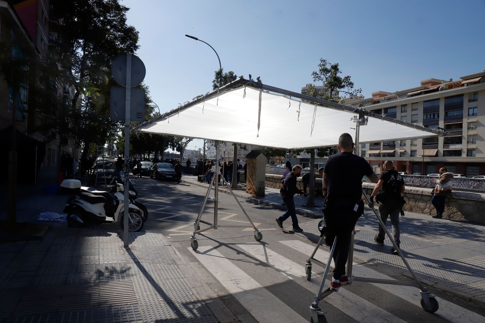 Rodaje de la serie 'La chica de nieve' de Netflix en Málaga.