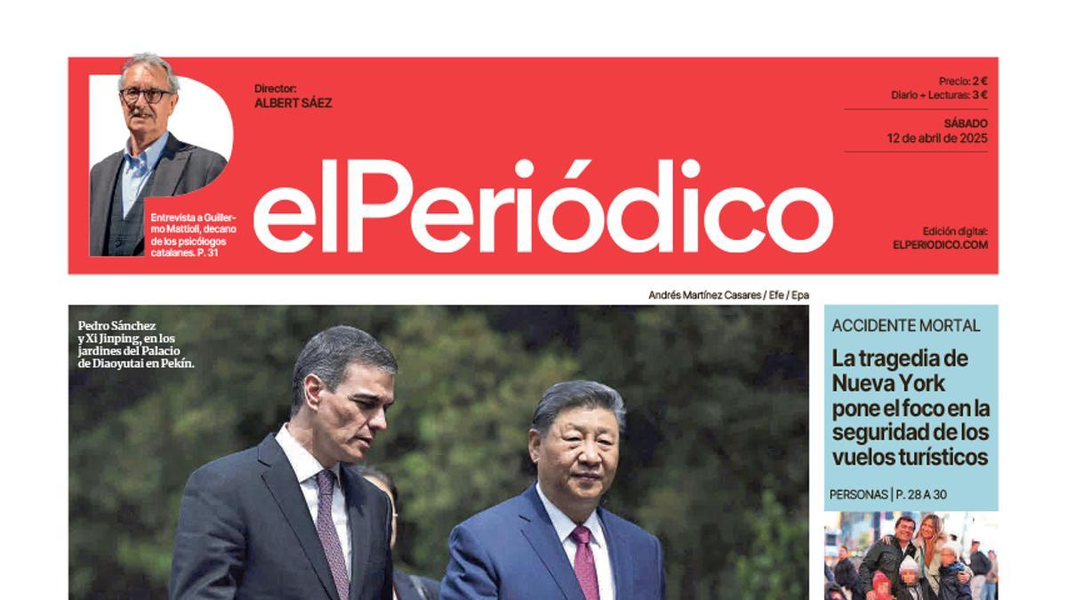 La portada de EL PERIÓDICO del 12 de abril de 2025