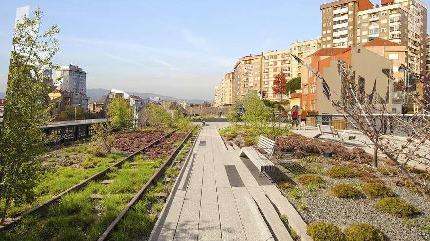 Recreación del aspecto aproximado que tendrá el futuro jardín elevado de Urzáiz a Teis. // FdV