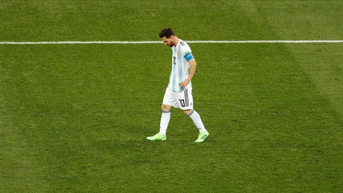 Messi, abatido tras la derrota ante Croacia.