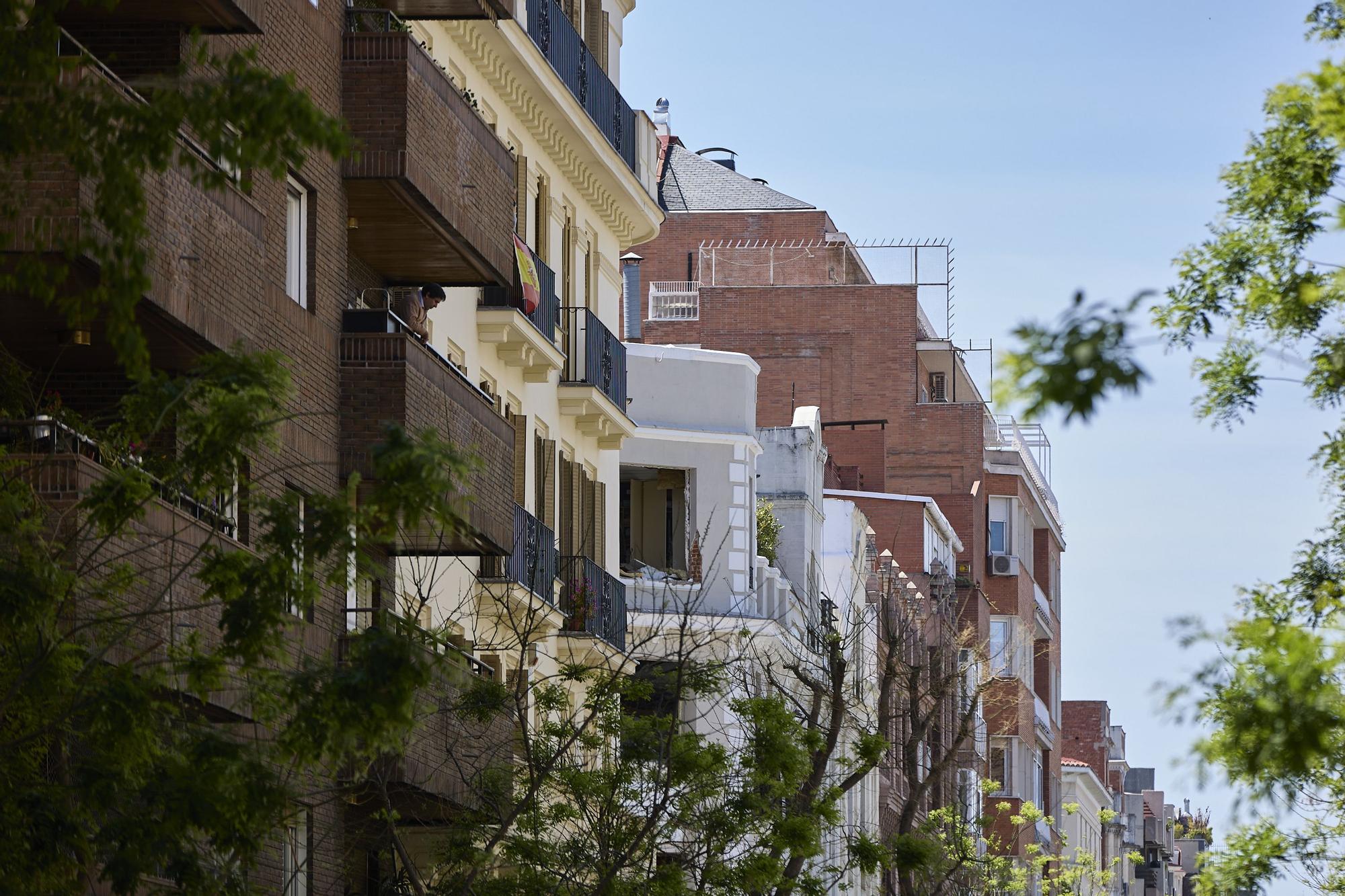 Vivienda del barrio Salamanca donde se ha registrado una explosión, a 6 de mayo de 2022, en Madrid (España). La deflagración, posiblemente de gas, ha ocurrido sobre las 13 horas en una vivienda en la calle General Pardiñas número 35, un edificio de cuatro