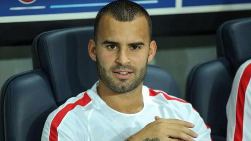 Jesé Rodríguez, en el banquillo del PSG durante un partido de esta temporada.