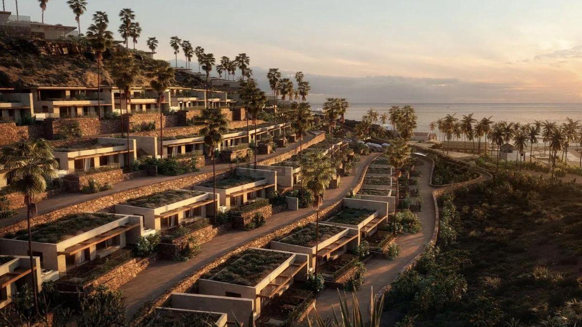 Villas proyectadas en la urbanización Cuna del Alma, que se construye en el Puertito de Adeje.