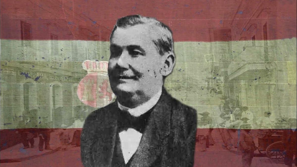 Una imagen de Fernández Juncos sobre la bandera de España.