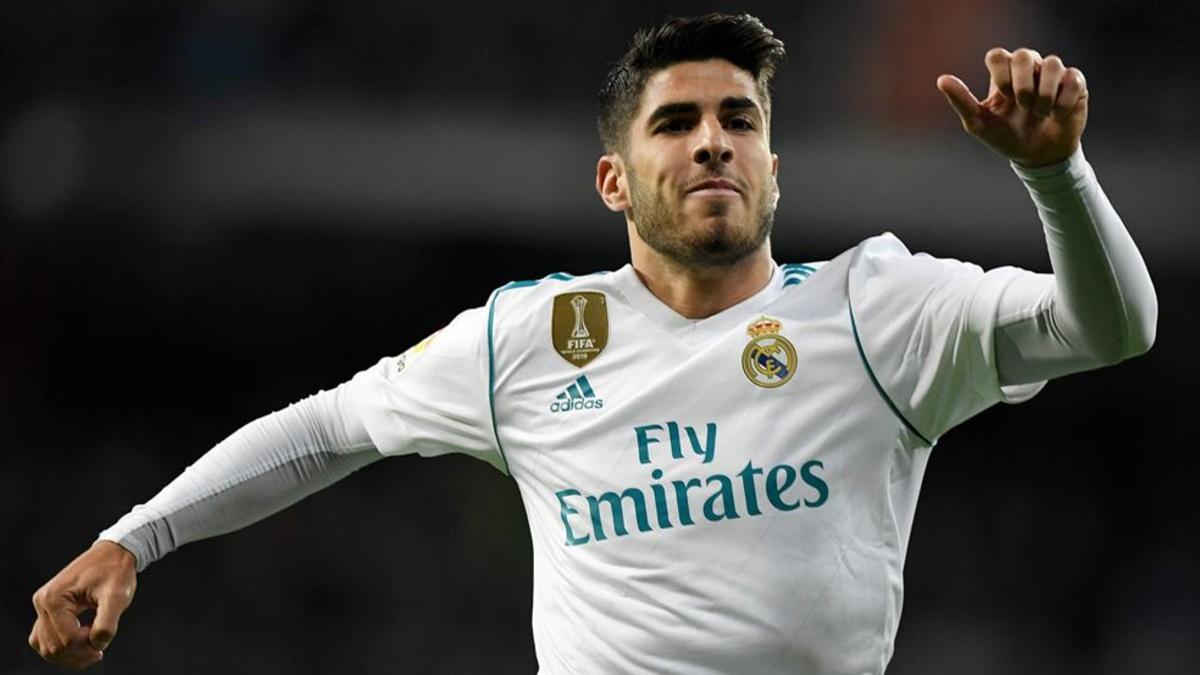 Marco Asensio celebrando su gol frente a Las Palmas