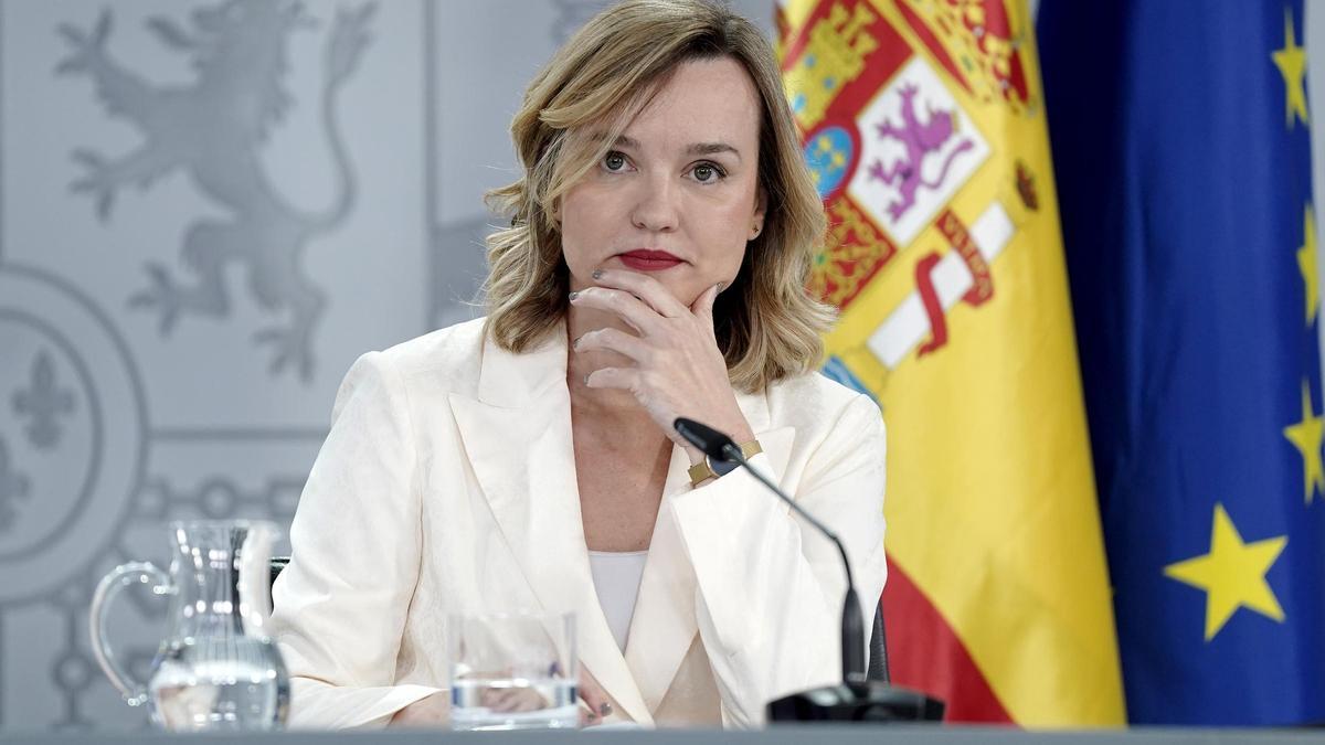 Pilar Alegría, en la rueda de prensa posterior al Consejo de Ministros.