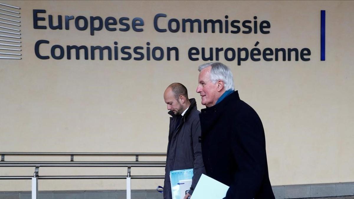 Michel Barnier, a su llegada este lunes a la sede de la Comisión en Bruselas.