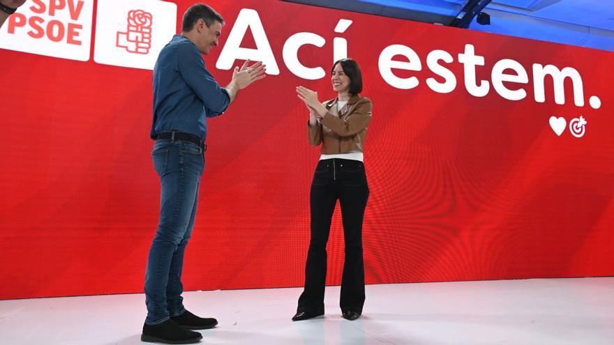 Pedro Sánchez y Diana Morant, ayer en la clausura del congreso de los socialistas valencianos en Benicàssim.