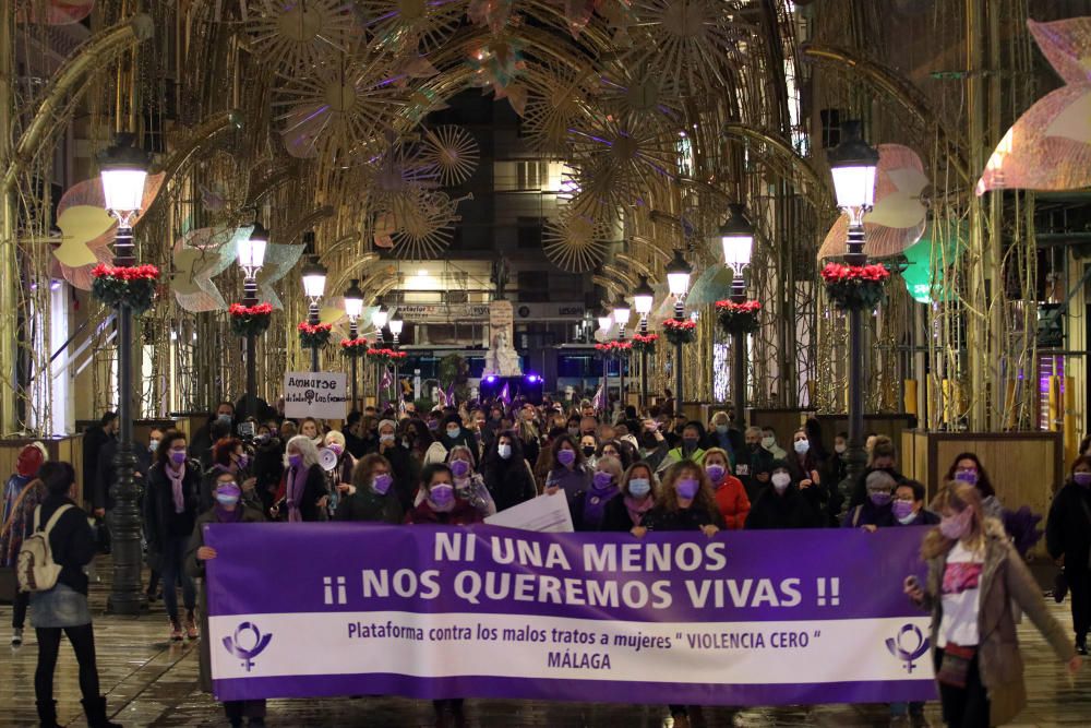 La manifestación por el 25N en Málaga, en imágenes