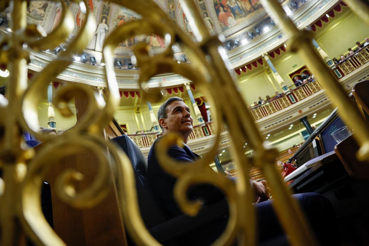 El presidente del Gobierno, Pedro Sánchez, interviene durante la primera jornada de la 26 edición del Debate sobre el Estado de la Nación, en el Congreso de los Diputados