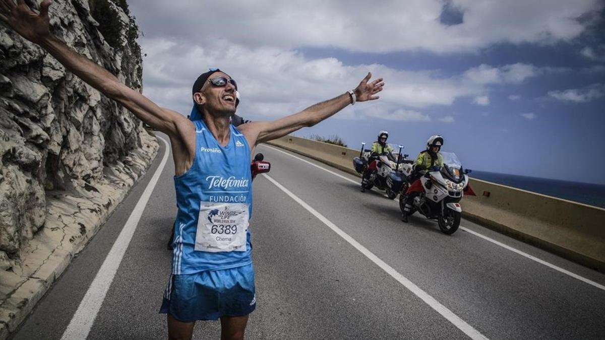 Chema Martínez, en una prueba camino de Sitges.