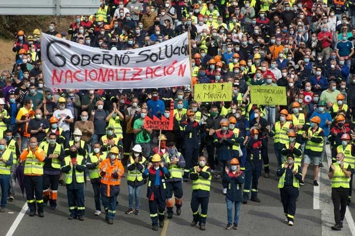 Protestas contra los despidos en Alcoa San Cibrao