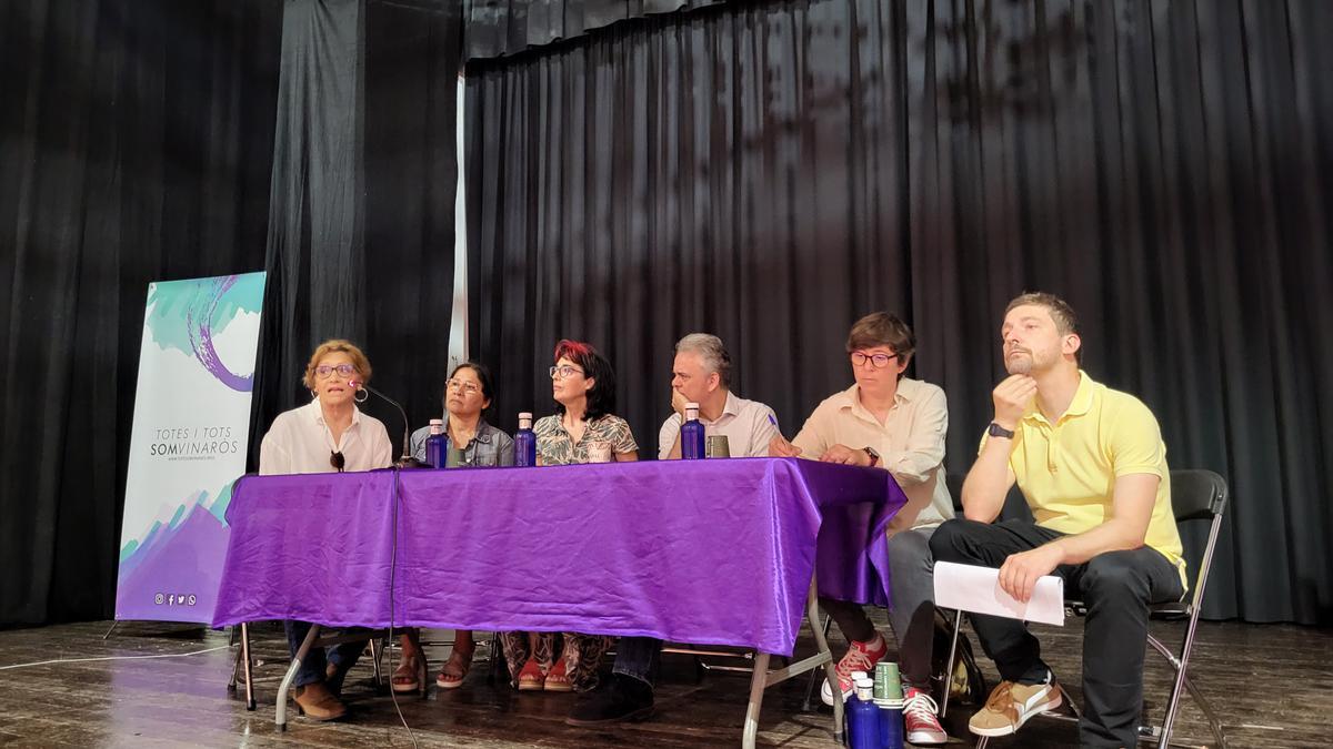 Foto del acto de Podemos que ha tenido lugar este sábado en el auditorio municipal de Vinaròs.