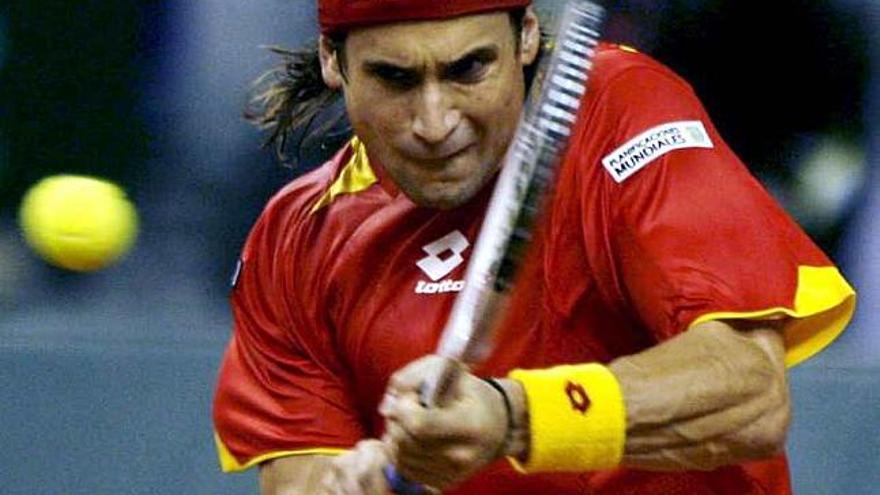 David Ferrer, durante una eliminatoria de la Copa Davis.