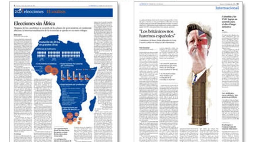 Las dos páginas de La Provincia premiadas por la European Newspaper Award.