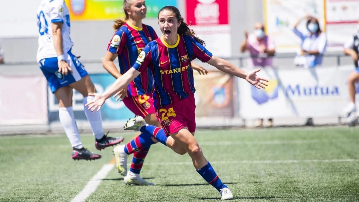 Bruna Vilamala celebra un gol en Tenerife.