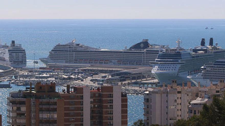 Varios cruceros en el puerto de Málaga.