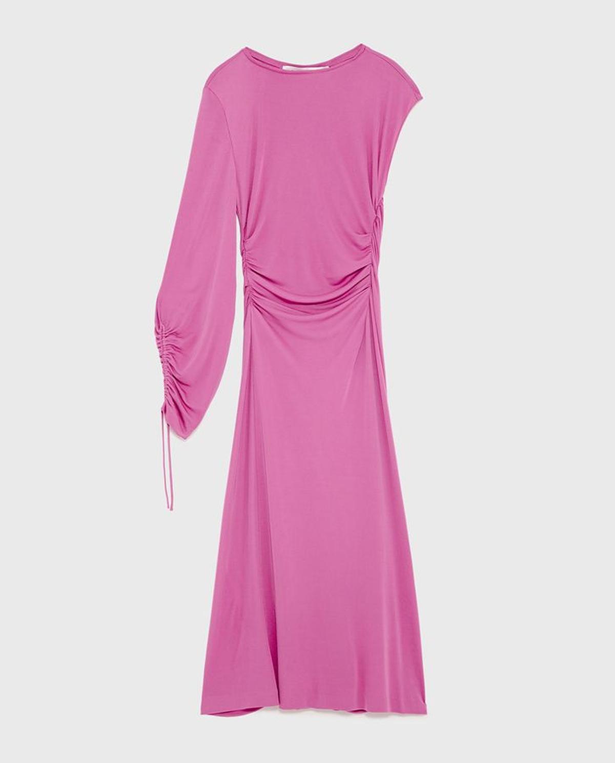 Zara Pre-fall 17: Vestido asimétrico rosa