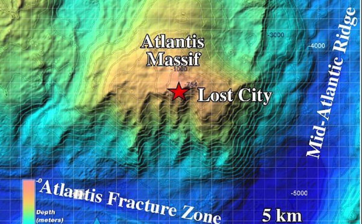 Mapa de la Ciudad Perdida en el Macizo de la Atlántida.