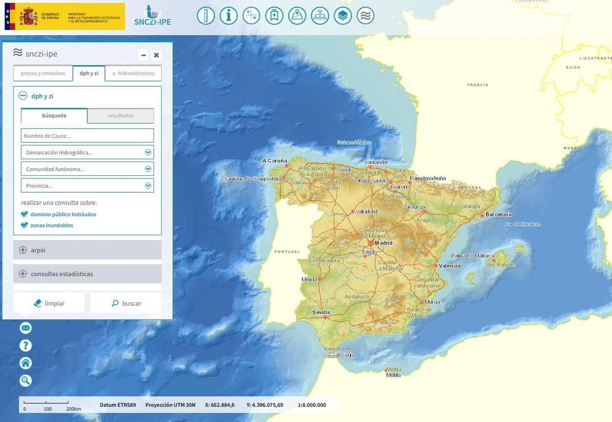 Este es el visor cartográfico abierto y gratuito del Miteco para consultar el riesgo de inundación de la ciudad o pueblo donde vives.