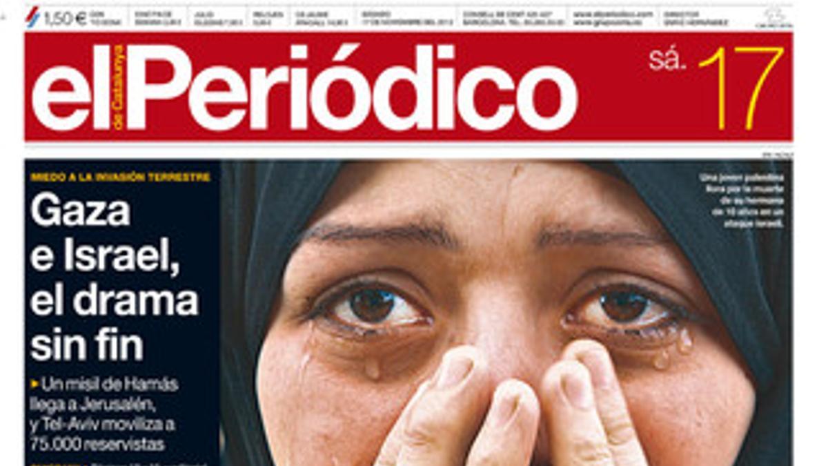 La portada de EL PERIODICO (17-11-2012).