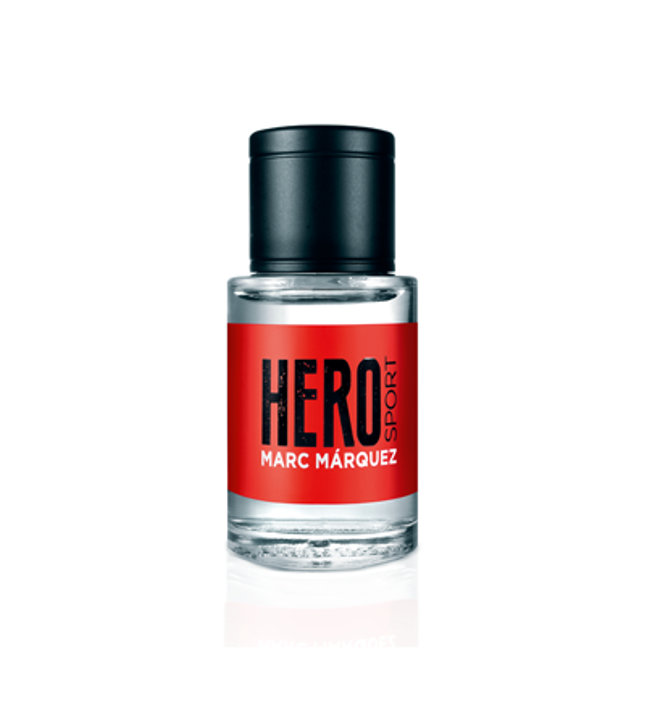 El piloto leridano presenta su primera fragancia, Hero Sport Marc Márquez (9,99 €/100 ml), en colaboración con la casa Puig.