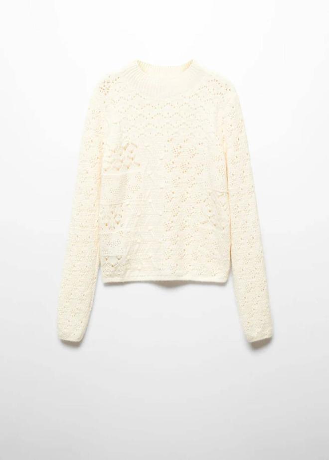 Jersey mezcla crochet punto calado de Mango (precio: 19,99 euros)