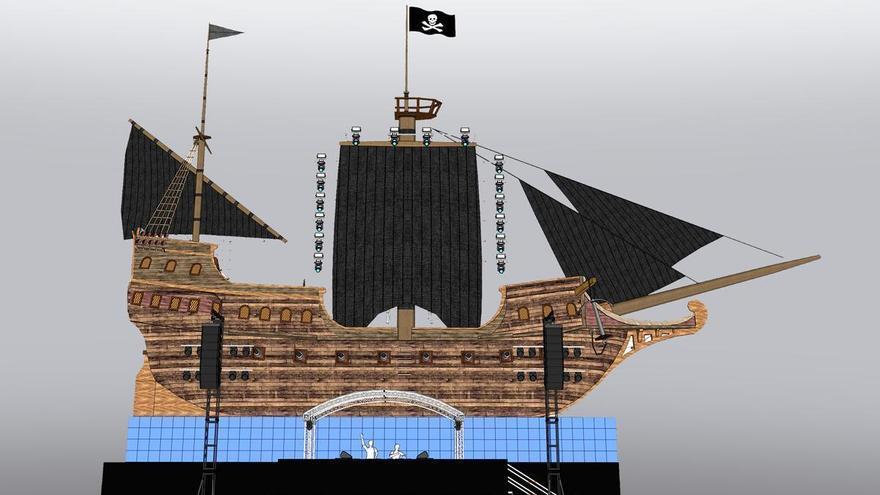 El Medusa de Cullera levantará un gran escenario en forma de galeón pirata de 24 metros de alto