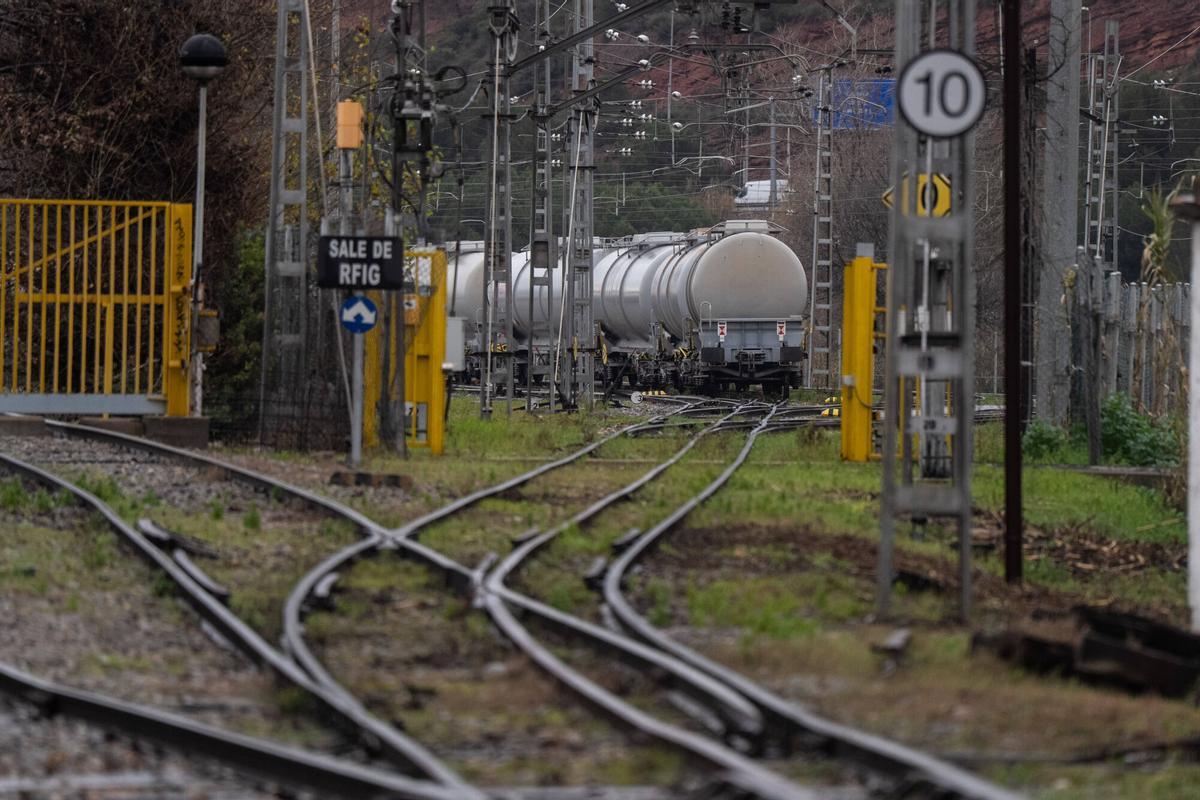 MARTORELL 27/01/2026 Sociedad Trenes de mercancías de carga pesada parados en las puertas de las fabricas en Martorell debido a los parones en las vias. Foto de Zowy Voeten/ El Periódico. mercaderias tren