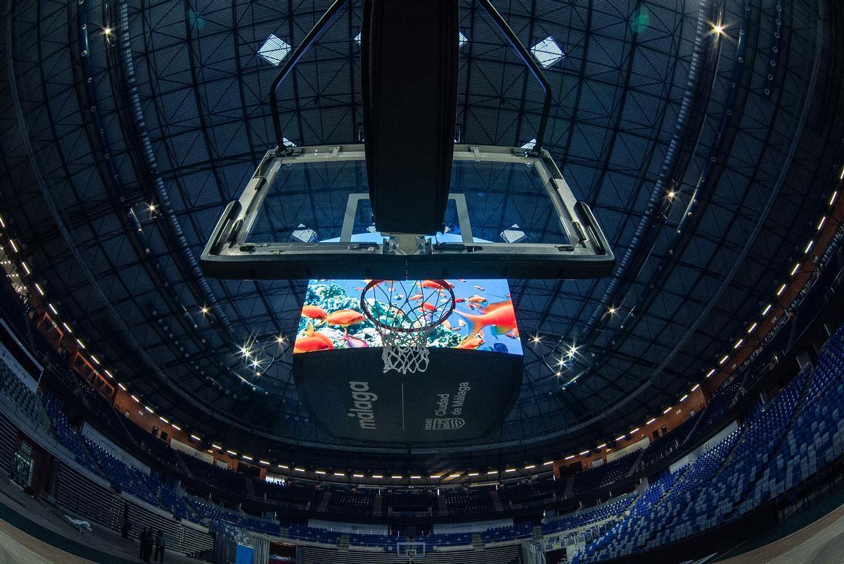 El nuevo vídeo-marcador en el interior del Palacio de Deportes José María Martín Carpena de Málaga