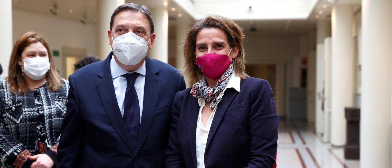 Luis Planas y Teresa Ribera, ayer, en el Senado. | Efe / Mariscal