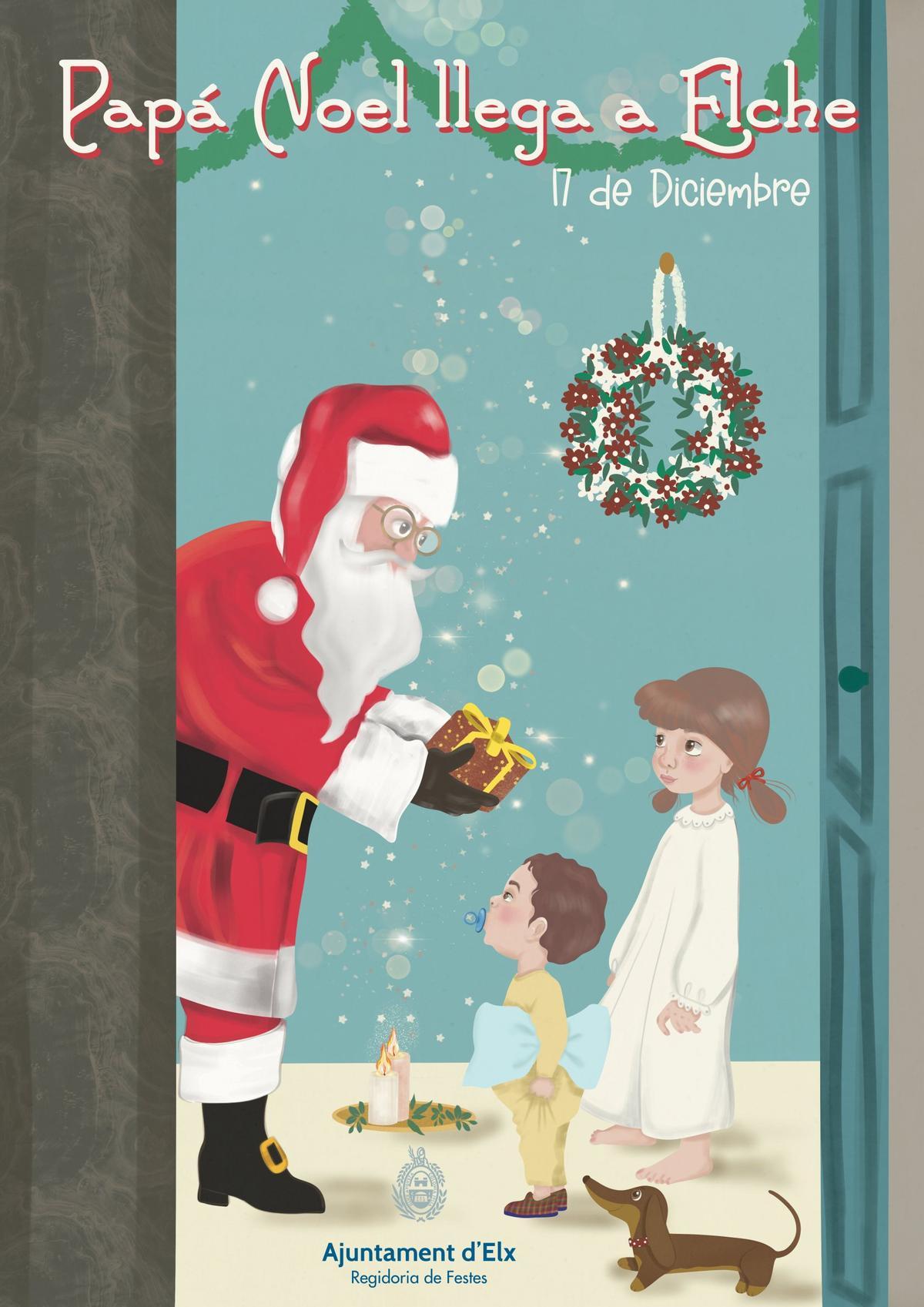 Cartel de la llegada de Papá Noel a Elche.