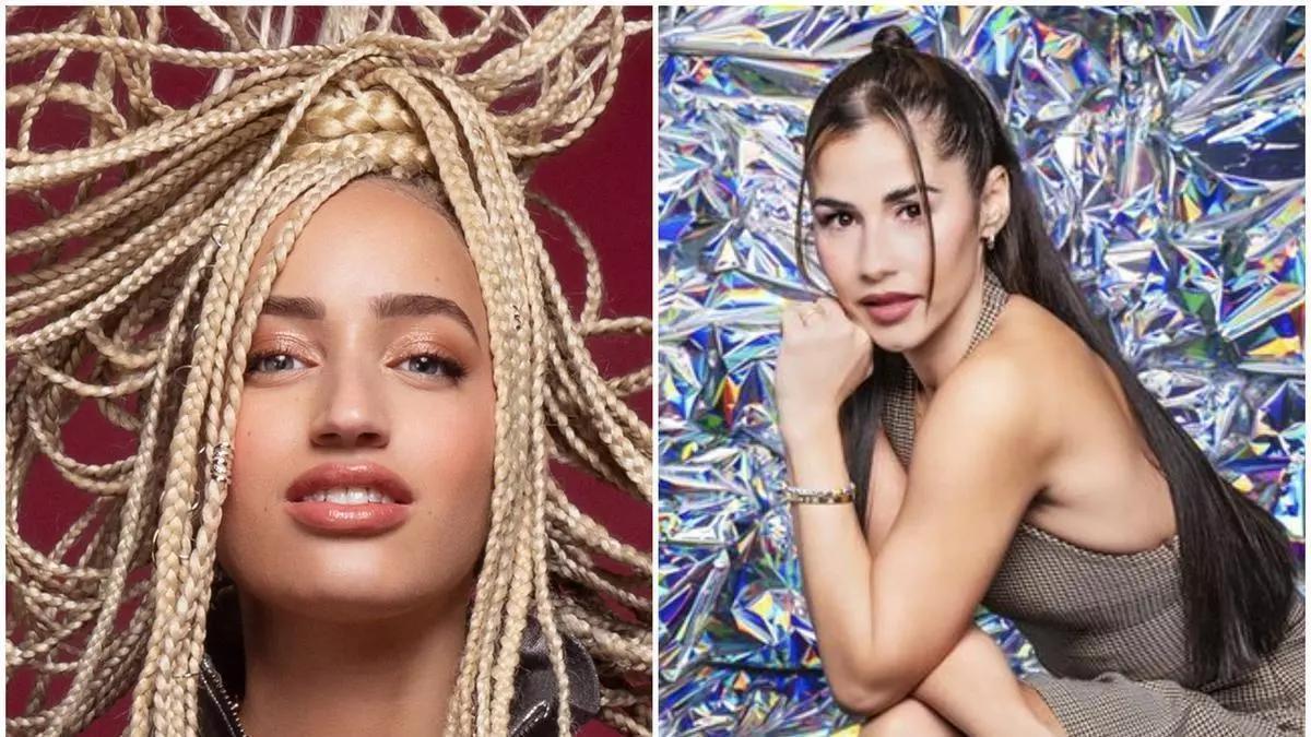 Monroe, representante de Francia (a la izquierda), y Sarah Engels, representante de Alemania (a la derecha).