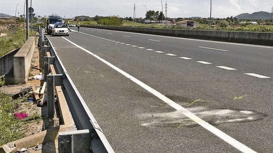 Lugar en el que se produjo la colisión entre los dos vehículos en la carretera de Manacor a Palma.