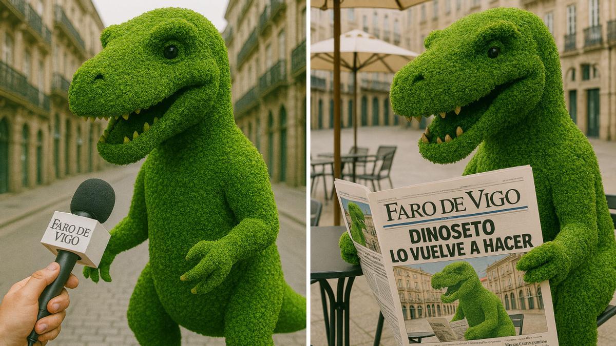 Imágenes del reptil generadas por el usuario vigués detrás de la cuenta @DinoSetoVigo.