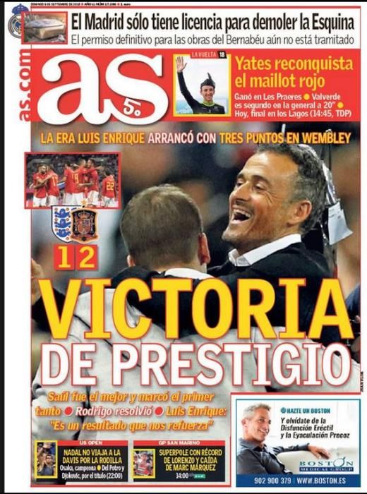 Portada AS domingo 9 septiembre 2018