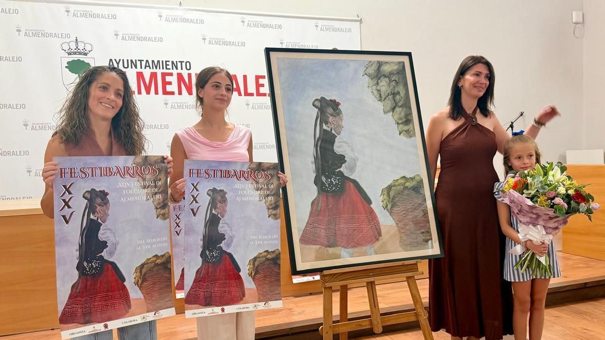 Presentación de Festibarros y el cartel anunciador realizado por Fátima del Álamo, a la izquierda.
