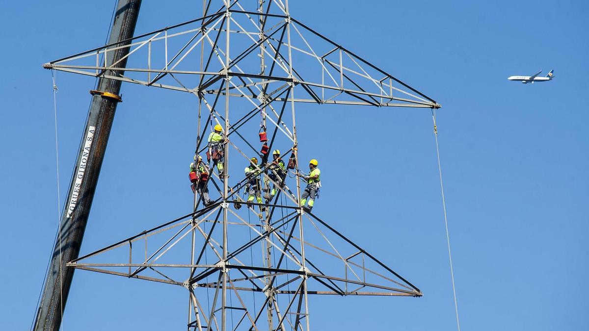 Operarios en una red eléctrica.