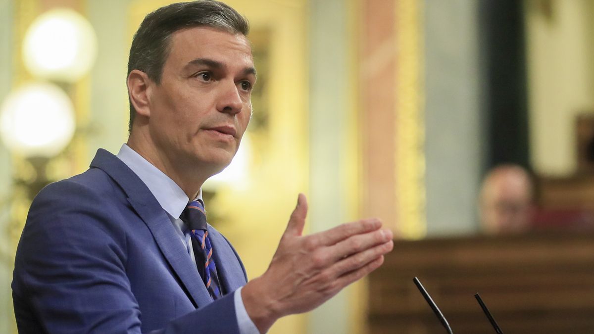 El presidente del Gobierno, Pedro Sánchez, durante su comparecencia en el pleno del Congreso de este 26 de mayo de 2022.