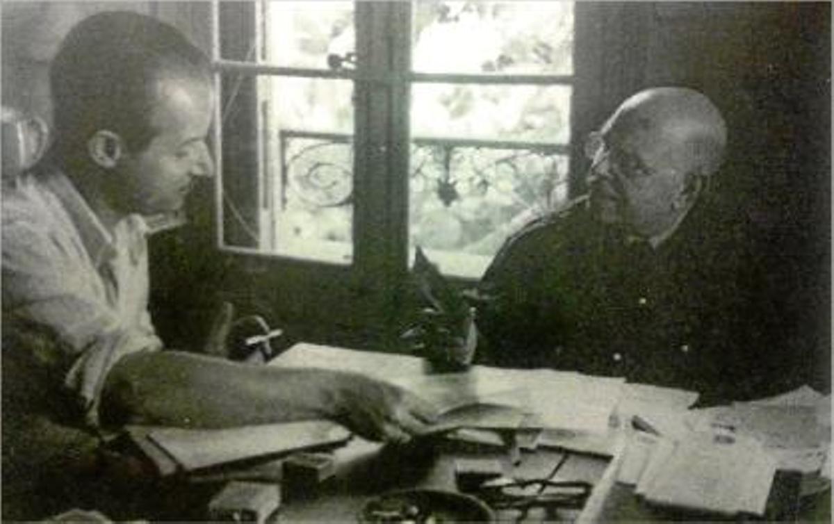 Josep Maria Corredor amb Pau Casals, de qui era secretari personal.
