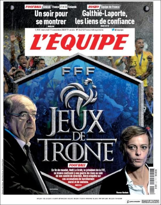 Portada L'ÉQUIPE miércoles  11 noviembre 2020