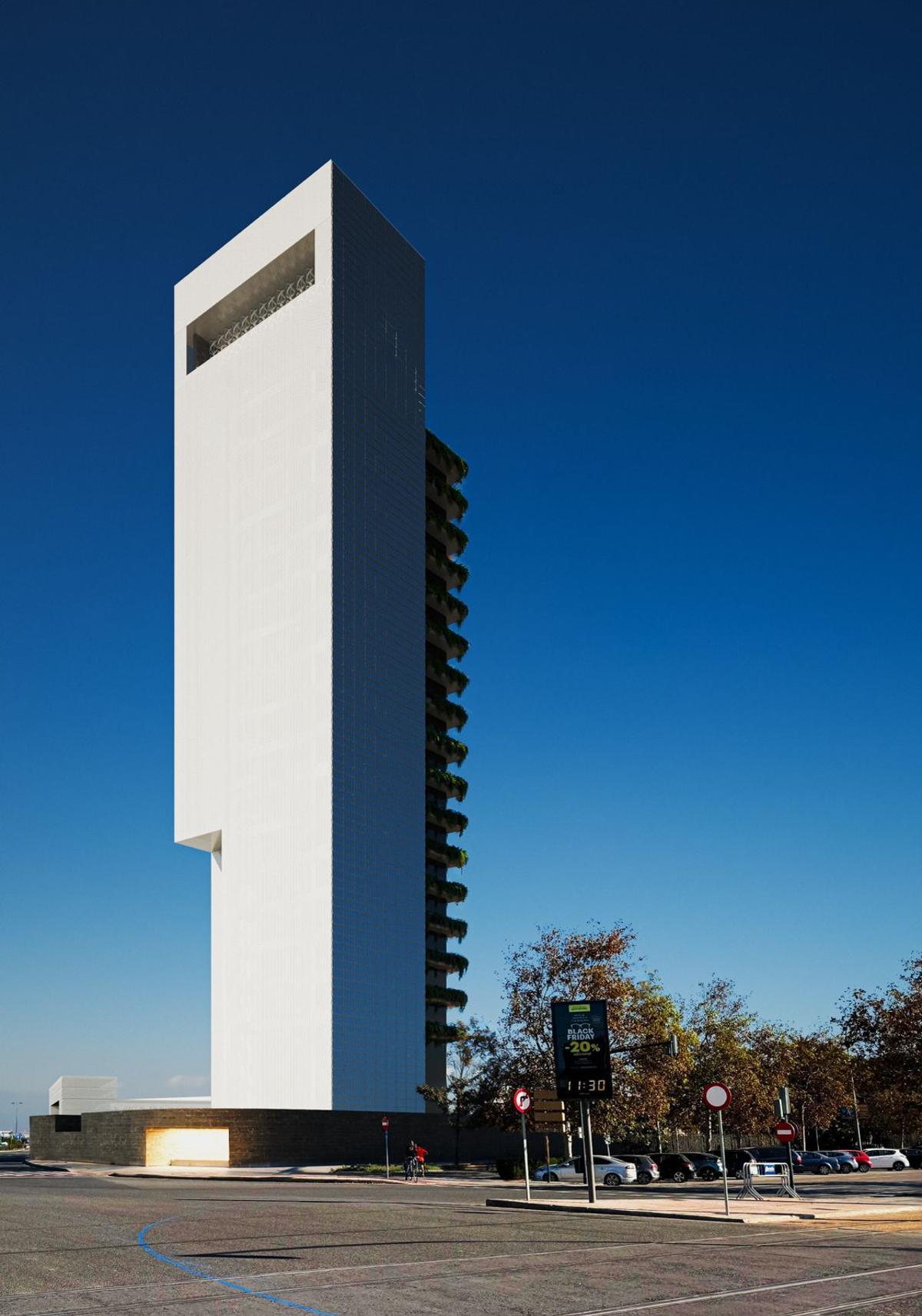 Figuración de la futura torre UPV en el programa electoral del rector José Capilla.