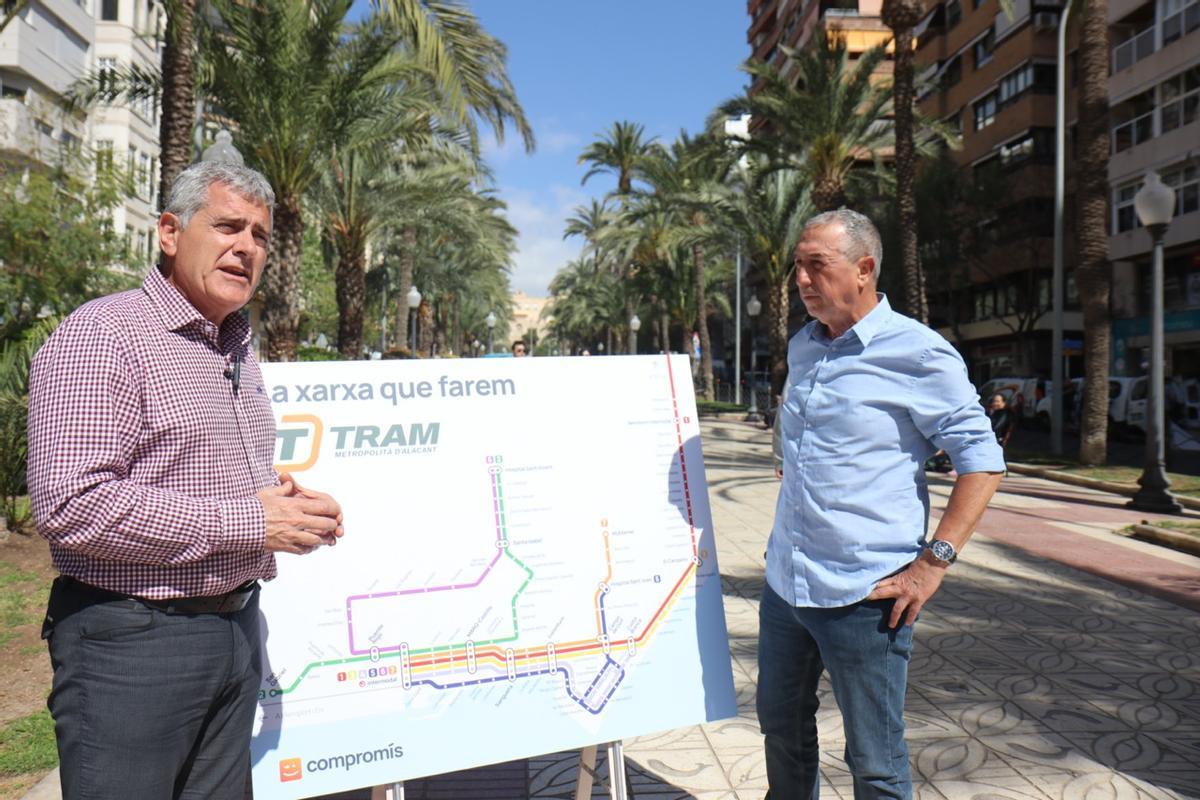 El alcaldable santjoaner por Compromís, Joan Ramón Gomis, y el candidato a la Generalitat, Joan Baldoví.